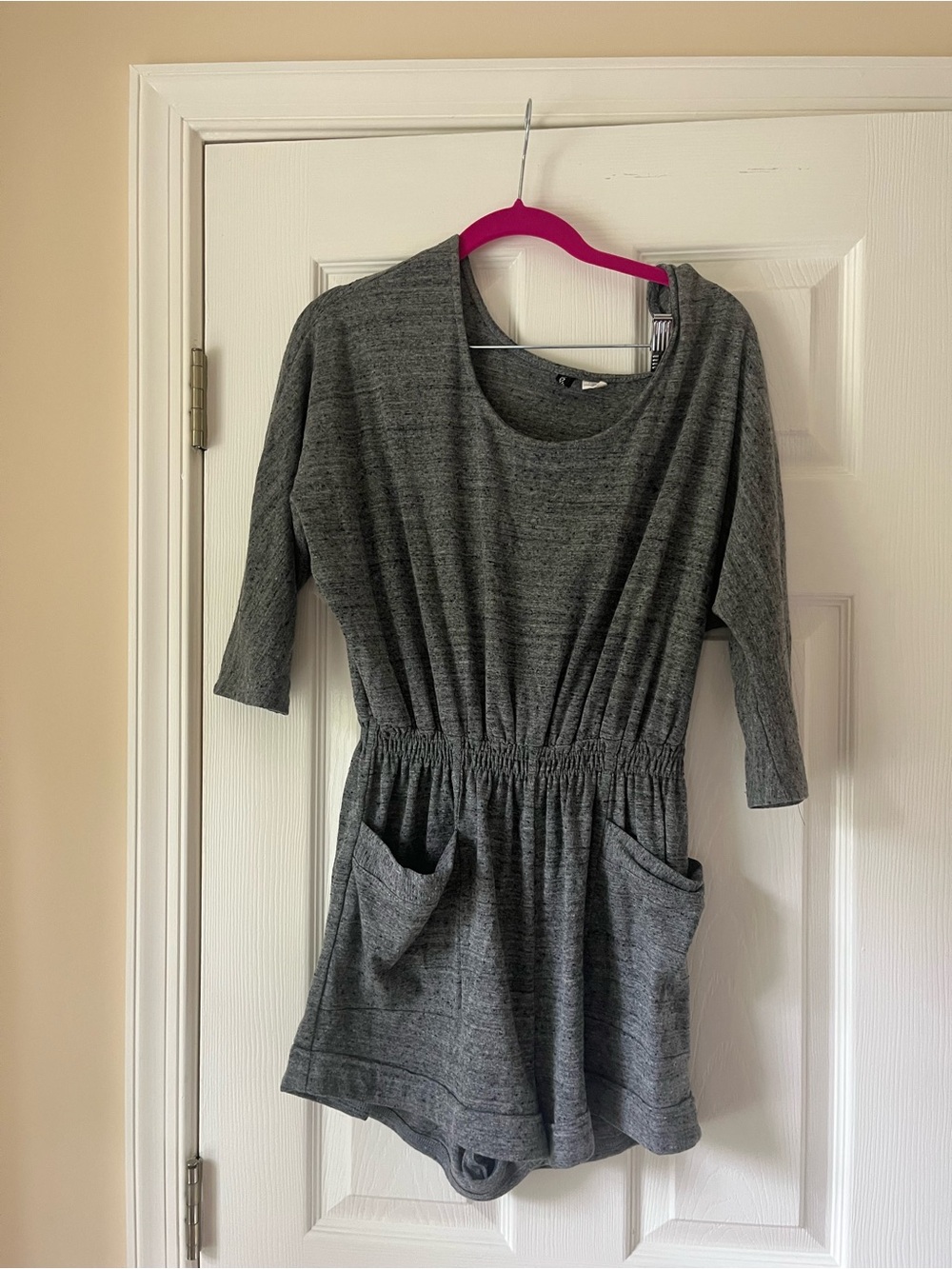 BDG Heather Gray Knit Scoop-Neck romper with pockets